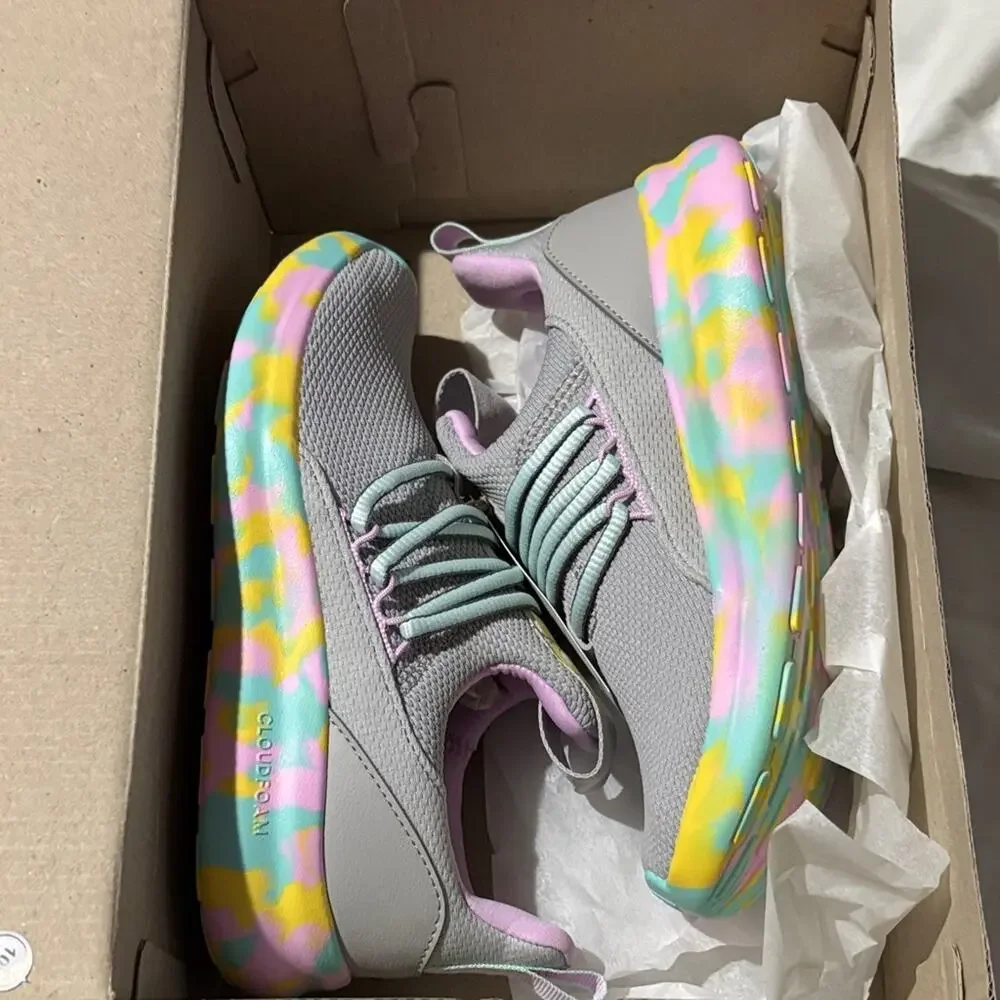 Adidas 3.5 Lite Racer Adapt 7.0 K Kids Gray with Multicolor Accents nwt